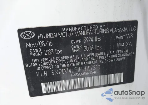 2017 Hyundai Elantra Se z USA, uszkodzony, nr VIN 5NPD74LF1HH157510